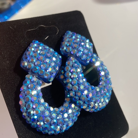 Amazing Vintage Swarovski Blue/Ab Crystal Earring Dome - NEW - Picture 12 of 14